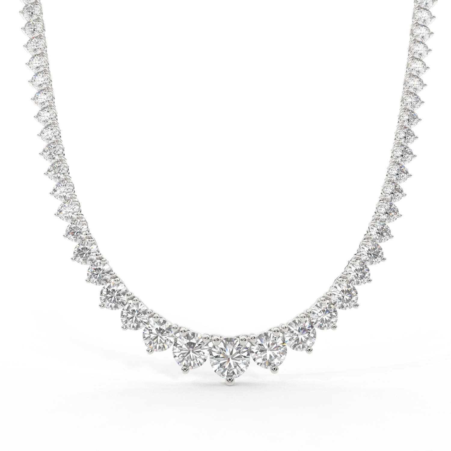TENNIS RIVIERA GRADUATED  3 PRONG  CLASSIC  6.50mm ROUND NECKLACE